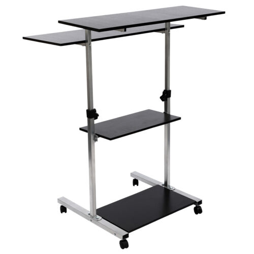 Höhenverstellbarer Computertisch Rollbar Laptoptisch Mobil Stehpult Büro - Bild 10 von 22