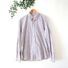 Brooks Brothers Men's Organic Cotton Plaid Long Sleeve Button Front Shirt Size L