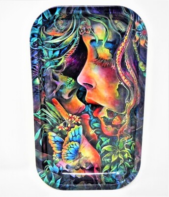 Mirage 10.5'' x 6.25'' Metal Rolling Tray Kiss of Death in the Garden of Weeden