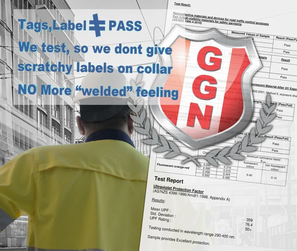 5x Hi Vis Work Shirts, Long sleeve cotton workwear  Orange Yellow Reflective - image 3 of 4