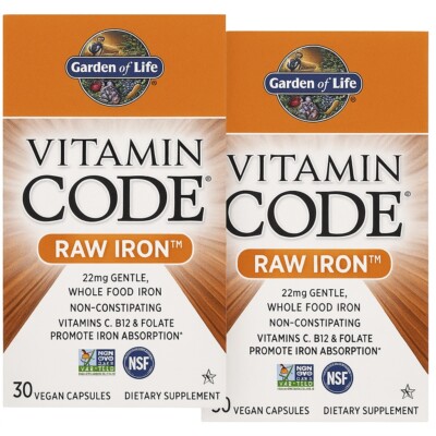 2 Bottles Of Vitamin Code RAW Iron 30ct. Exp:01/2026