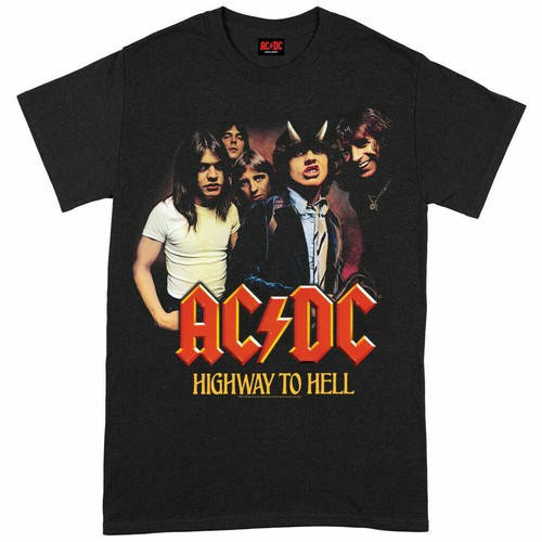 Official AC/DC T Shirt Highway To Hell Group Black Classic Rock Metal