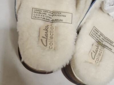 Clarks Brynn Slide W Size 11 M Blue Polyester Faux Fur Slide On | eBay