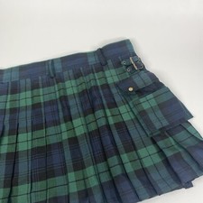 Kilt Mens Size 50 Black Green Blue Tartan Pouch Pocket Buckles Renaissance
