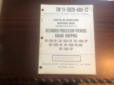 1966 TM 11-5820-680-12 Guide Recorder Processor Viewers Radar Mapping RO-166/UP