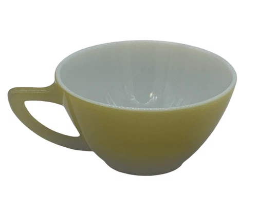 Vintage Fire King Anchor Hocking Tea Cup Avocado Green and Black Ombre Pre Owned
