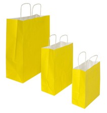 Papiertaschen gelb 90 g/qm, Kordelgriff Papiert&uuml;ten Einkaufst&uuml;ten Tragetaschen