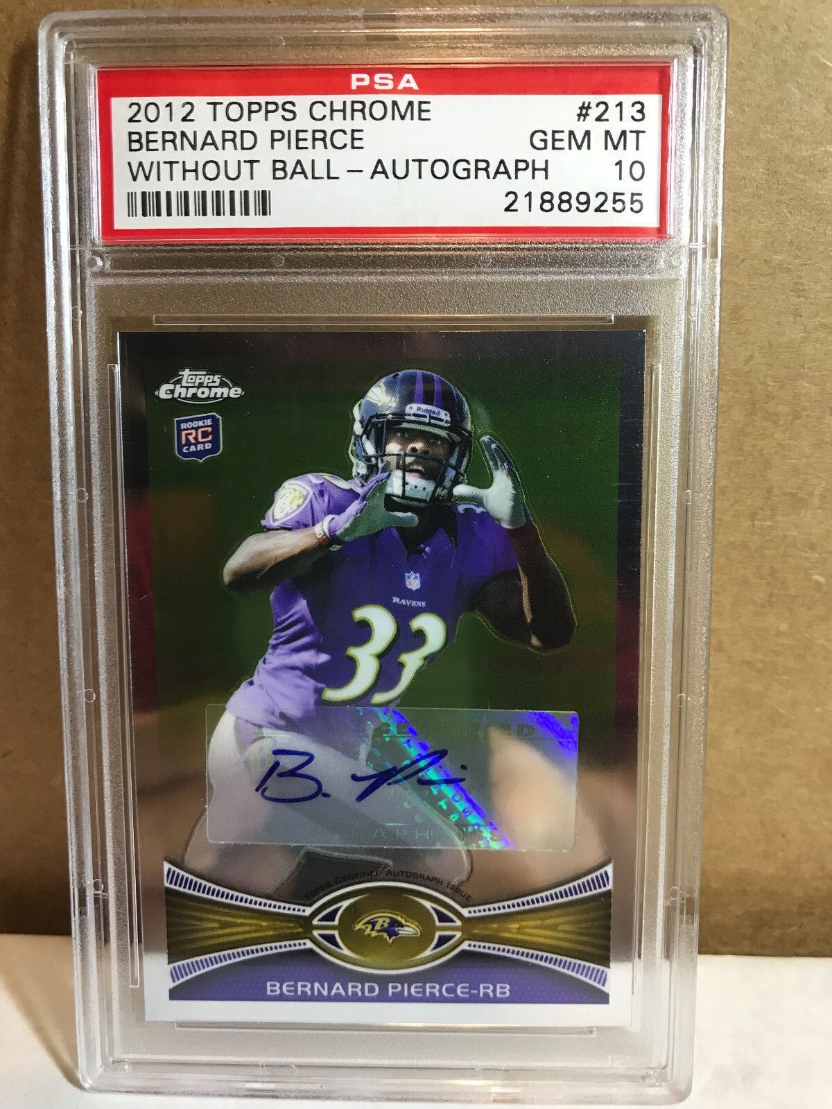 Bernard Pierce Topps Chrome #213 Autograph