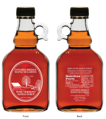 One 500 ml glass jug of pure Vermont ''organic'' Maple syrup