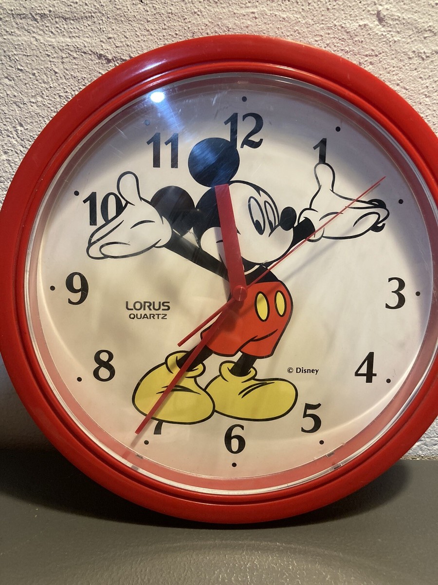 Vintage Walt Disney Mickey Mouse Red Wall Clock Lorus Quartz Japan