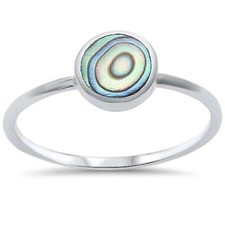 Bezel Abalone Shell .925 Sterling Silver Ring Free Worldwide shipping