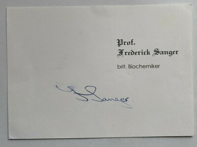 Frederick Sanger  - Nobelpreis Chemie 1958 und  1980 -  original Autogramm