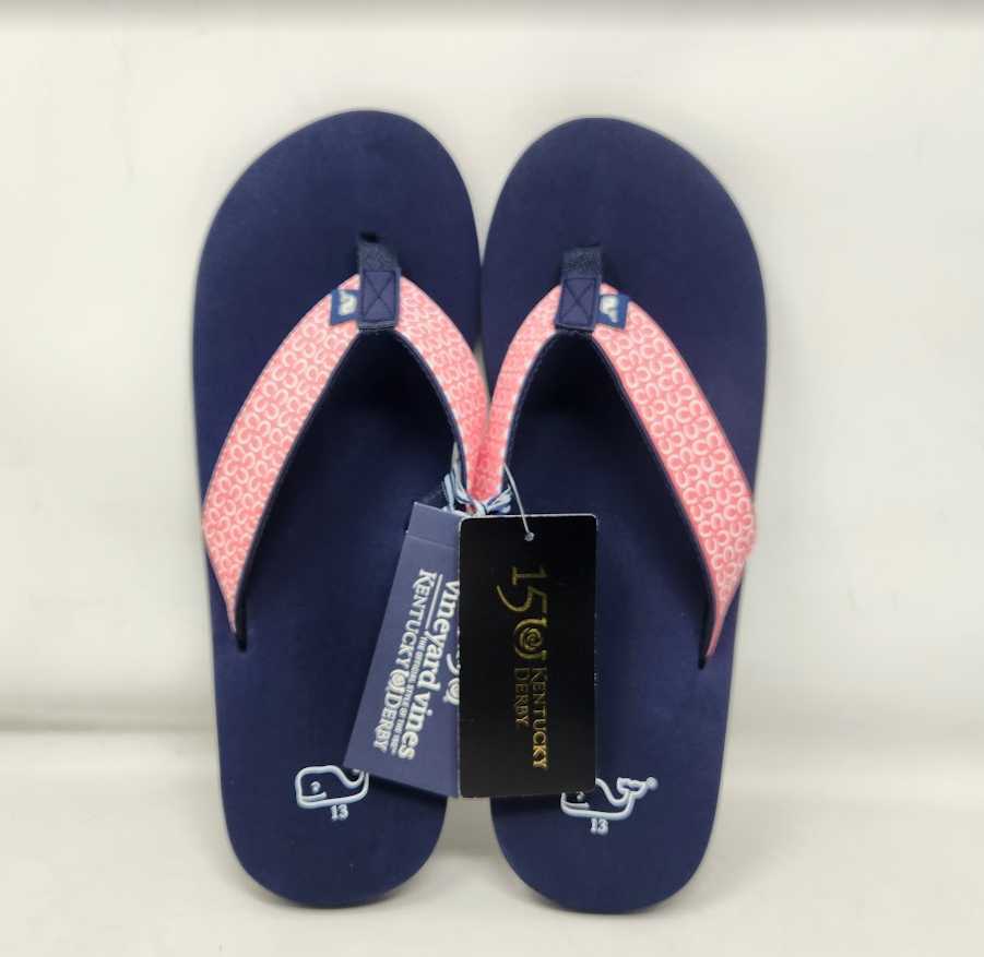 New men's 13 Vineyard Vines x Kentucky Derby horseshoe flip flops sandals