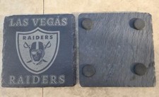 Las Vegas Raiders Laser Etched slate coasters, Set Of 6