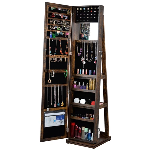 360°Swivel Jewelry Cabinet Full Length Mirror Standing Jewelry Armoire Organizer - Picture 13 of 46