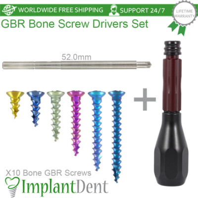 GBR Self Tapping 10X Bone Screw Driver Set Motor Mount Handle Membrane Fixation