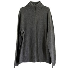 J. Crew Men's Quarter Zip Solid Grey Mock Neck Long Sleeve Sweater 60 Wool