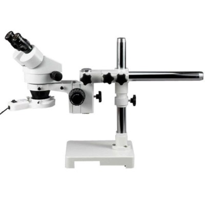 AmScope 7X-45X Stereo Zoom Boom Inspection Microscope + Fluorescent Ring Light