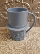 Vintage MR. PEANUT BLUE Plastic MUG CUP With Handle PLANTERS Advertising 