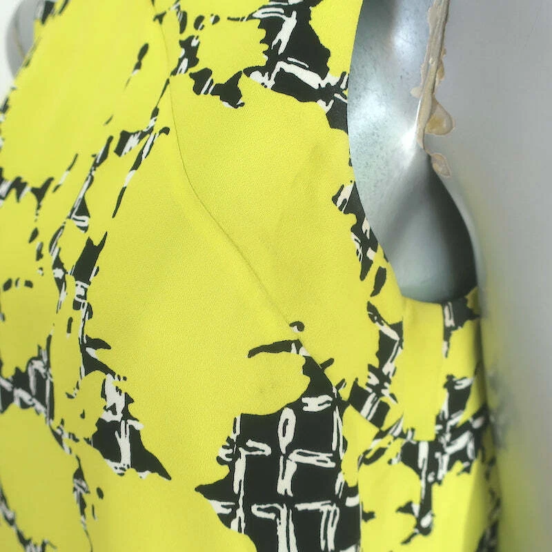 Blusa Balenciaga Top Amarillo Sombra Estampado Floral Crepé Talla 40 Sin Mangas Foto 4 de 4