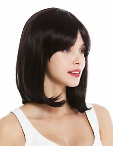 Details About Women S Wig Shoulder Length Long Bob Smooth Balayage Dark Brown Purple Mix