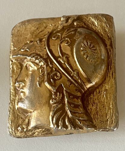 Silver Gold Metal Heavy Roman Greek Military Belt Buckle  VINTAGE - Picture 1 of 8