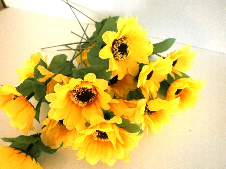 20 x Kunstblumen Sonnenblume, 17 cm , Restposten - Deko, künstliche Blume, - Bild 1 von 3
