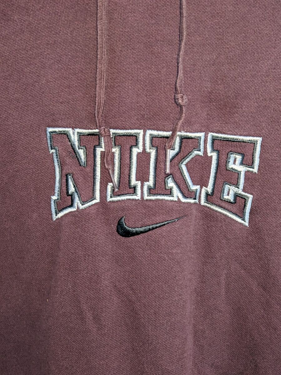 VTG 90s Nike Center Swoosh Hoodie Faded Maroon Embroidered VTG 90s Nike Center Swoosh Hoodie Faded Maroon Embroidered