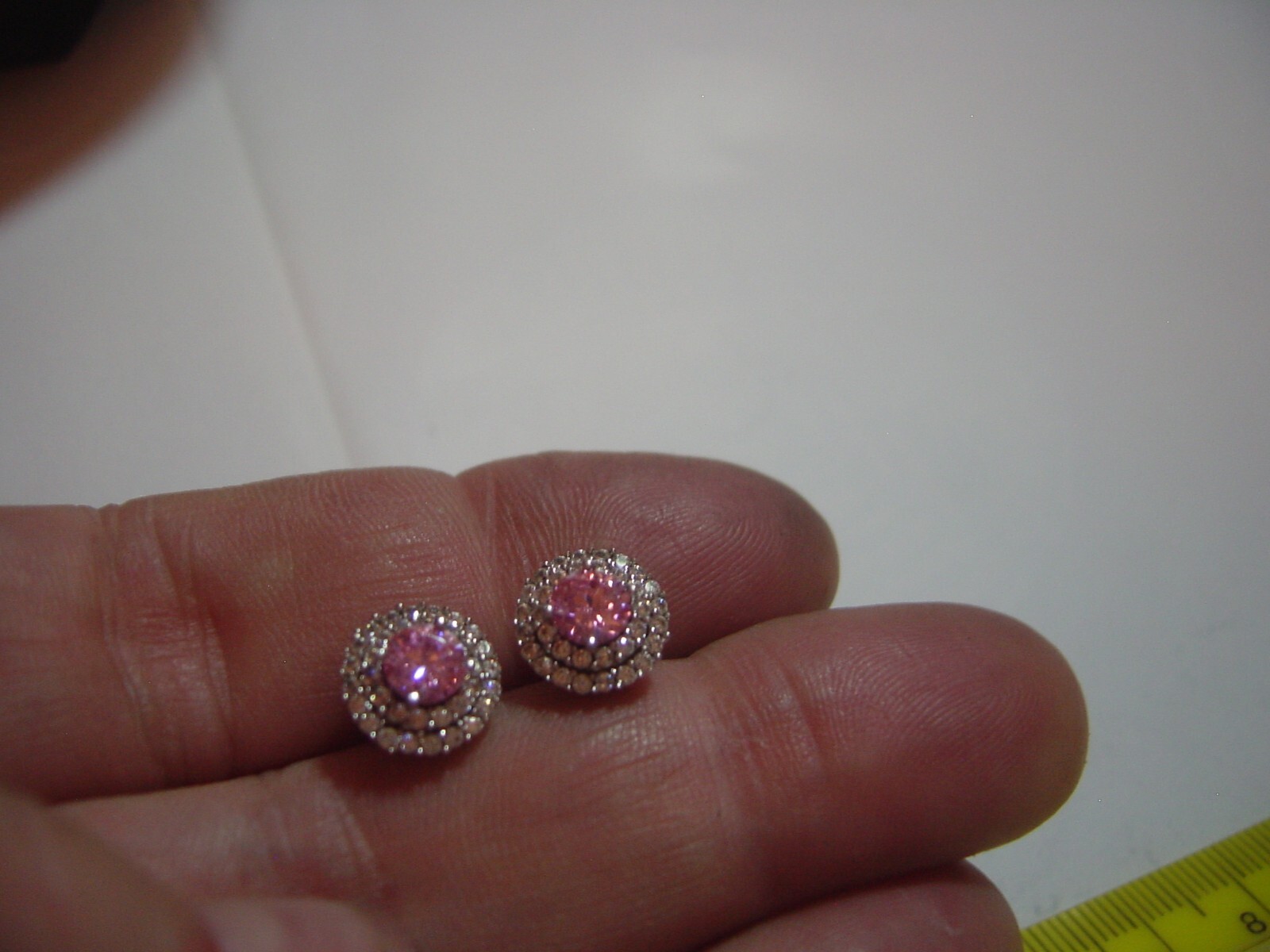 Stunning Solid Silver ROUND Earrings-superb pink … - image 11