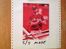 J A HAPP #TOR-4 Toronto Blue Jays 5/5 Made 2017 Topps 5X7 Red Version