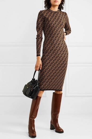 fendi brown twill dress 71616 auth Tobacco viscose ZUCCA FF JACQUARD KNIT L ANANYA PANDEY BLUE FITTED Size:Large - X-Large (Adult 18-20) Extra width TT_Holiday_2023 Authentic fendi perfect for sophisticated outings