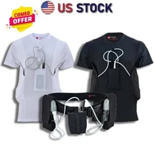 LVAD Men Tank Top T-Shirt Black & White With Workout Belt for Heartmate Devices