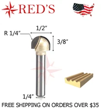 Tideway Carbide PRO LC05020804 1/4" Radius Core Box 1/4" shank router bit