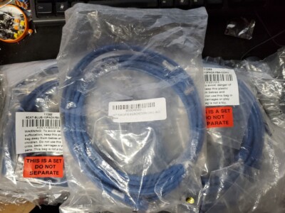 15 Ethernet Patch cables RJ-45 (M) CAT 5E blue, 7 ea 10 ft, 7 ea 6ft, 1ea 14ft 
