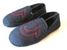 True Religion Men's Denim Jean Slippers Horseshoe Logo Front M 8-10 House Shoes