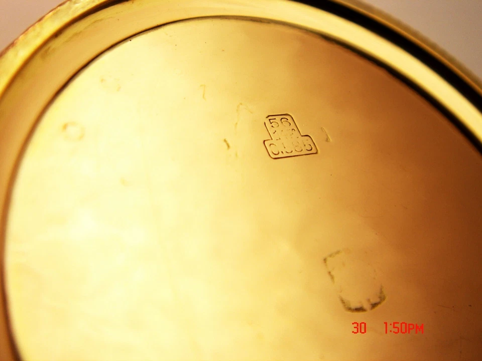 TAVANNES 17J MANUAL WIND ENAMEL & 14K SOLID GOLD 46MM SWISS MADE POCKET WATCH - Image 2 of 4