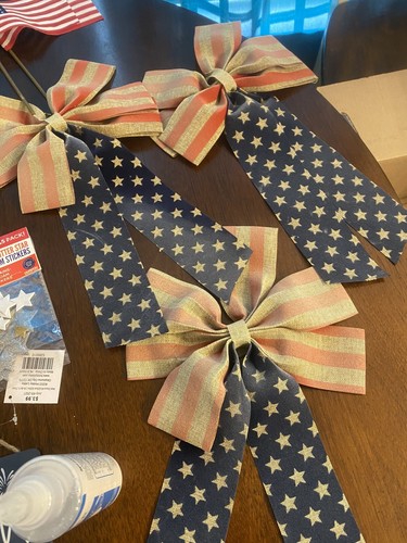 Patriotic USA Wreath Making Supplies Deco Mesh , Ribbon, Plaques, More Craft Lot - Picture 8 of 9