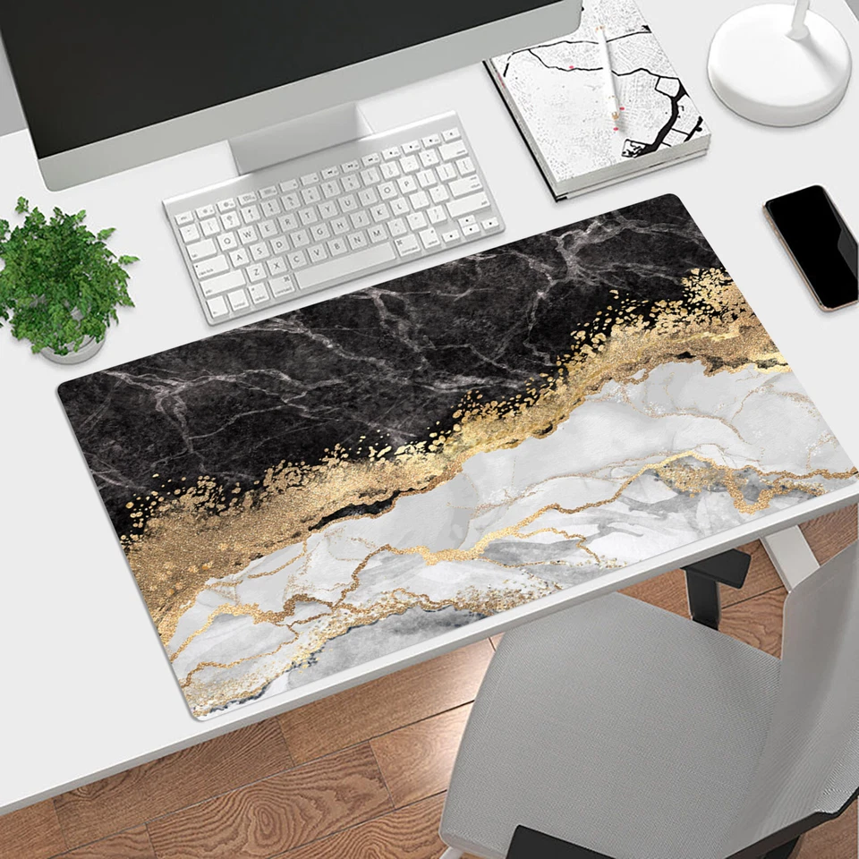 Gold Marble Mouse Pad Black and White Desk Mat for Keyboard and Mouse Desk Pad - Image 2 of 4
