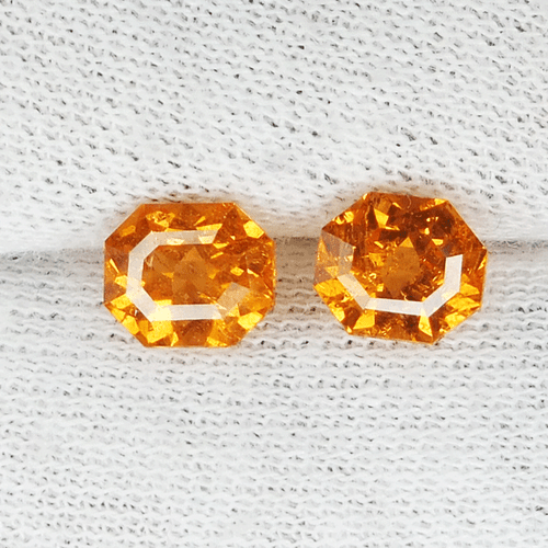2.58Cts Best Luster Fanta Arancione Naturale Granato Mandarino Coppia Ottagoni Fantasia...!! - Foto 3 di 3
