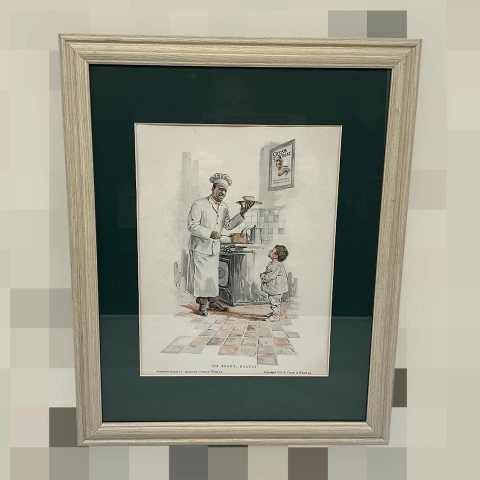 Cream of Wheat 9x12  Ad   "I'm Ready Rastus" Americana 1915  20x16 Framed Print - Image 2 of 4