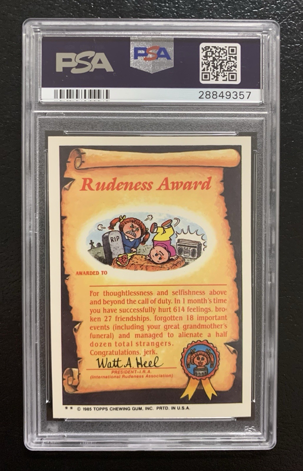 1985 Garbage Pail Kids OS2 Jolted Joel 53a PSA 10 GEM MINT-RARE GLOSSY CARD! TWT view 2
