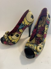Iron Fist Zombie Eye Peep Toe Platform Heels Pumps Yellow Goth Horror