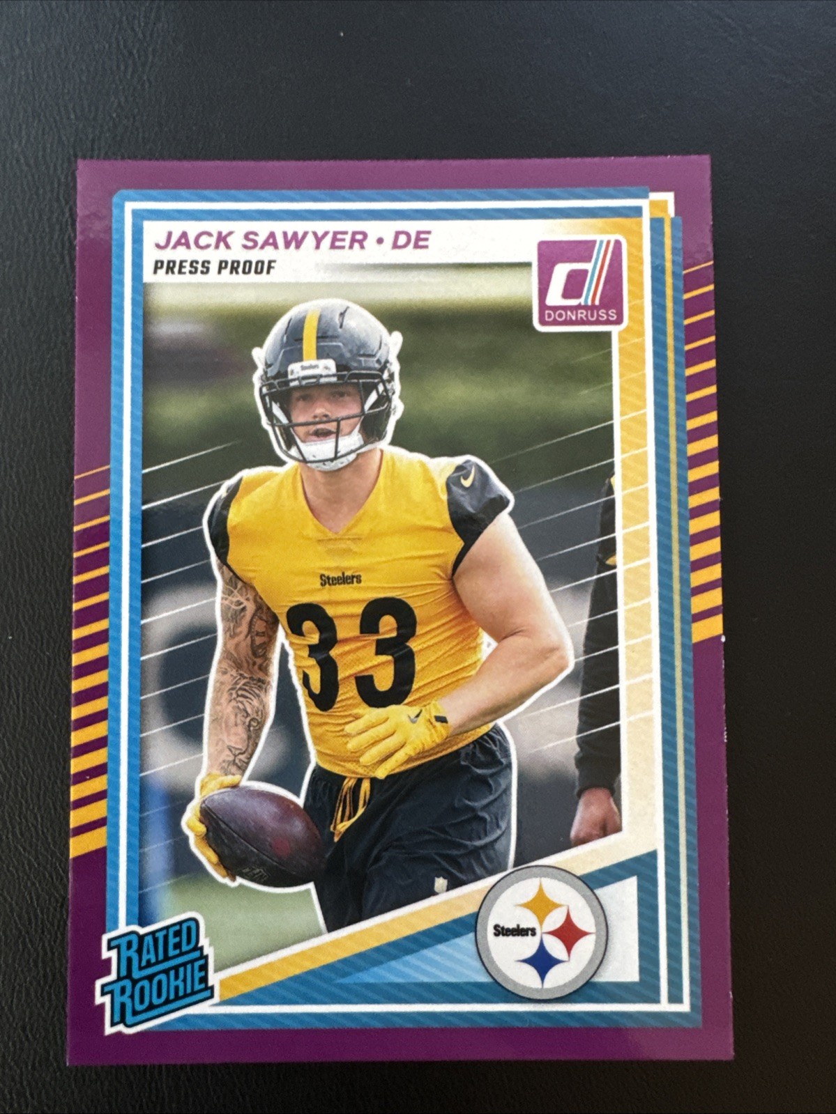 2025 Panini Donruss Football - Jack Sawyer Card 390 Rookie Purple Press Proof