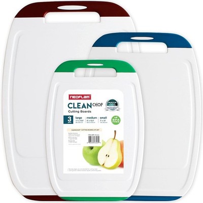 Microban Antimicrobial Plastic Cutting Board Set 3 BPA Free Non-Slip Dishwasher