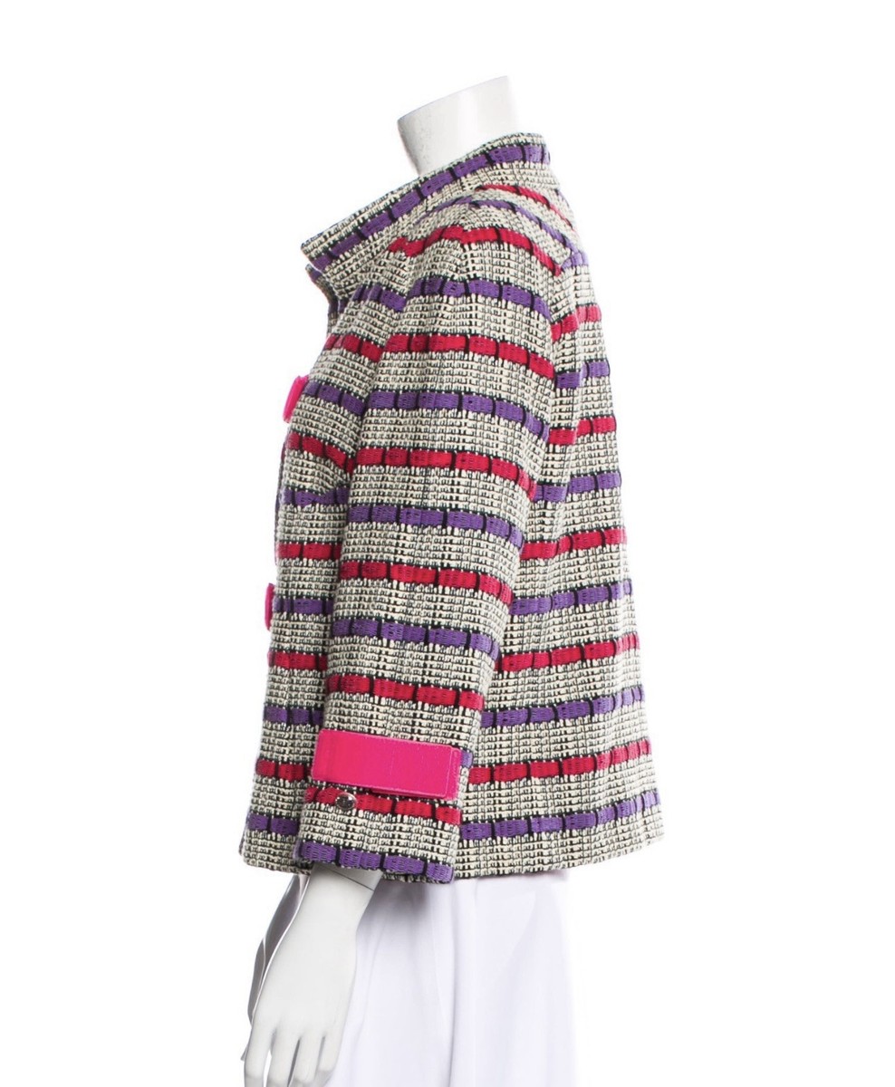 CHANELジャケット 6.7K New Chanel 2017 Pink Tweed 17 White Jacket 34 36 2 4 6