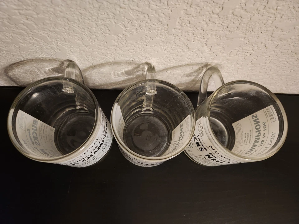 3 VINTAGE 1971 Milwaukee Bucks NBA Champions Glass Mugs Oscar Robertson Alcindor - Image 2 of 4