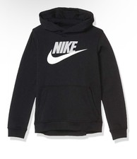 Nike Big Kids Boys Fleece Black Hoodie Pullover CJ7861-011 Size L Black/Grey