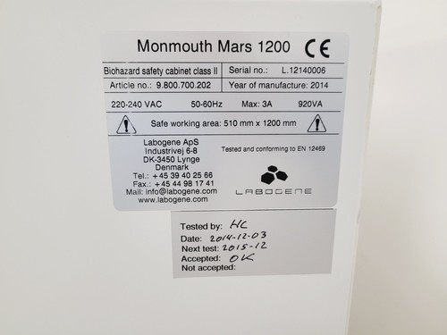 Monmouth Mars 1200 Klasse II Biologische Sicherheit Schrank Ersatzteile/Repair - Bild 21 von 24