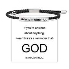 God is in Control Bracelet for Women Inspirational Black Bracelets Handmade Adju