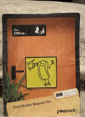 The Office US ''Hiya Buddy'' Enamel Pin with Peacock TV Promotional Packaging